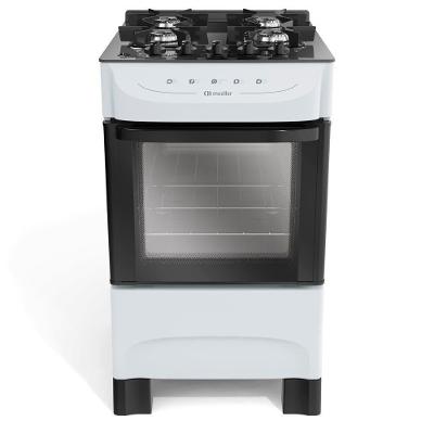 Fogão de Piso 4 Bocas a Gás Mueller MFV4BB Mesa de Vidro Temperado Branco Bivolt