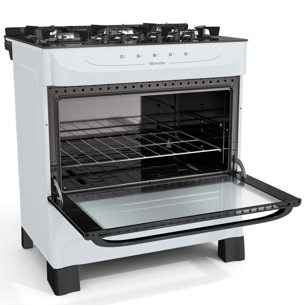 Fogão Mueller Branco 5 Bocas Com Mesa De Vidro E Acendimento Mfv5bb - 5