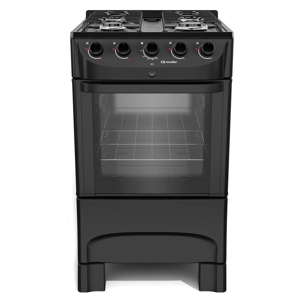 Fogão Mueller Preto Fosco 4 Bocas Com Mesa Esmaltada E Acendimento Mfi4bc Preto Fosco - 1