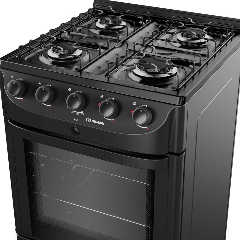 Fogão Mueller Preto Fosco 4 Bocas Com Mesa Esmaltada E Acendimento Mfi4bc Preto Fosco - 3