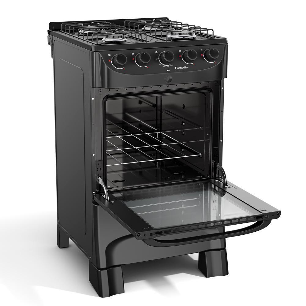 Fogão Mueller Preto Fosco 4 Bocas Com Mesa Esmaltada E Acendimento Mfi4bc Preto Fosco - 5