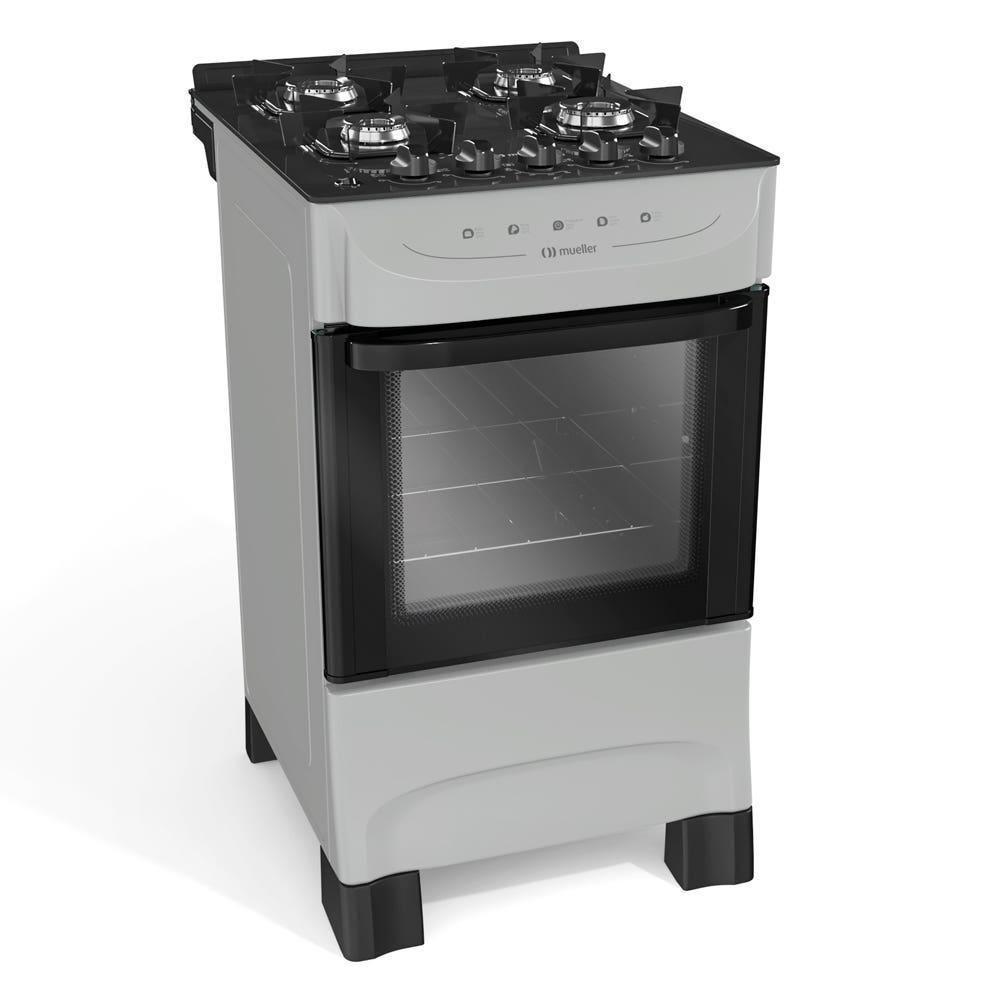 Fogão Mueller Titânio 4 Bocas Com Mesa De Vidro E Acendimento Mfv4bb - 1