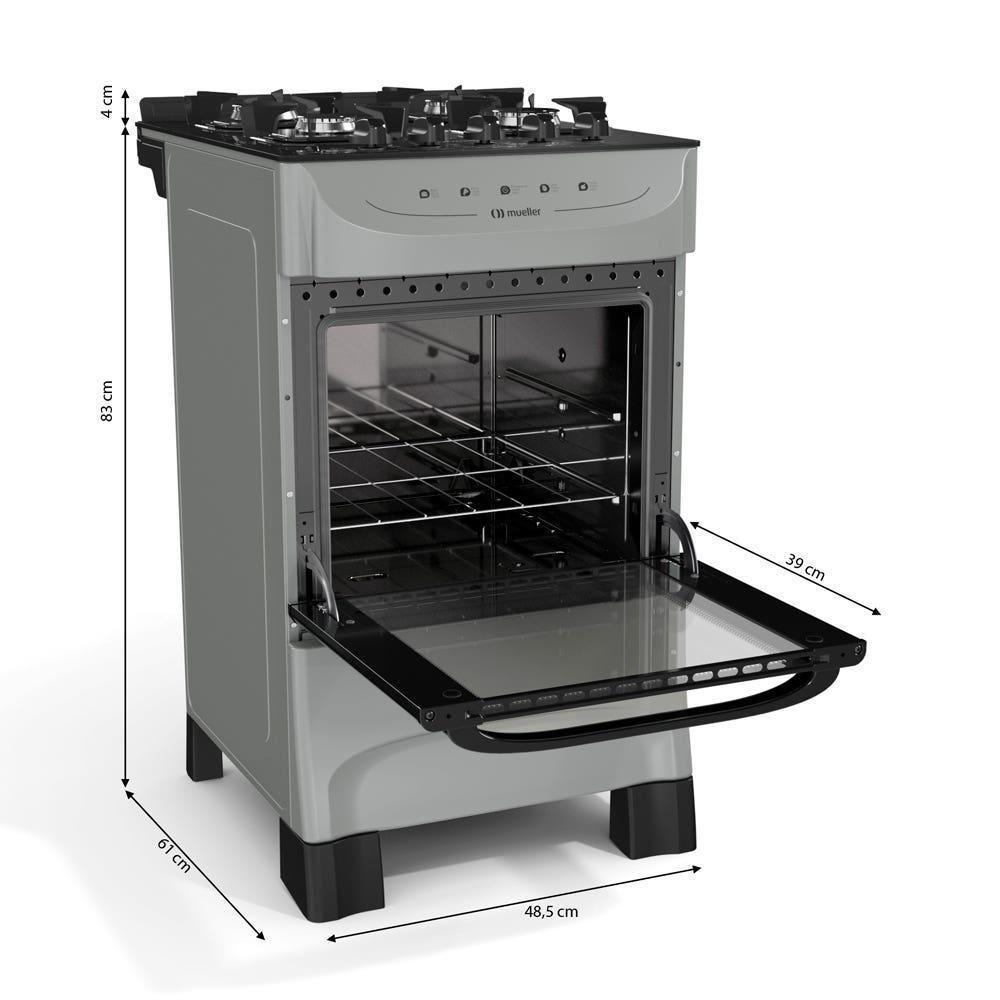 Fogão Mueller Titânio 4 Bocas Com Mesa De Vidro E Acendimento Mfv4bb - 6