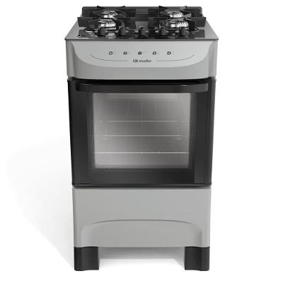 Fogão de Piso 4 Bocas Gás Glp Mueller MFV4BB Mesa Vidro Temperado Titânio Bivolt