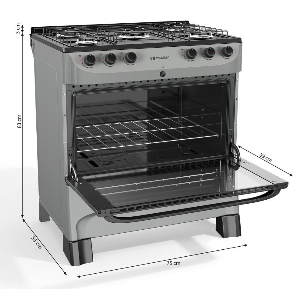 Fogão Mueller Titânio 5 Bocas Com Mesa Esmaltada E Acendimento Mfi5bc - 5
