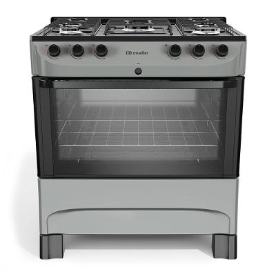 Fogão de Piso 5 Bocas a Gás Mueller Titânio MFI5BC Mesa Esmaltada Automático Preto Bivolt