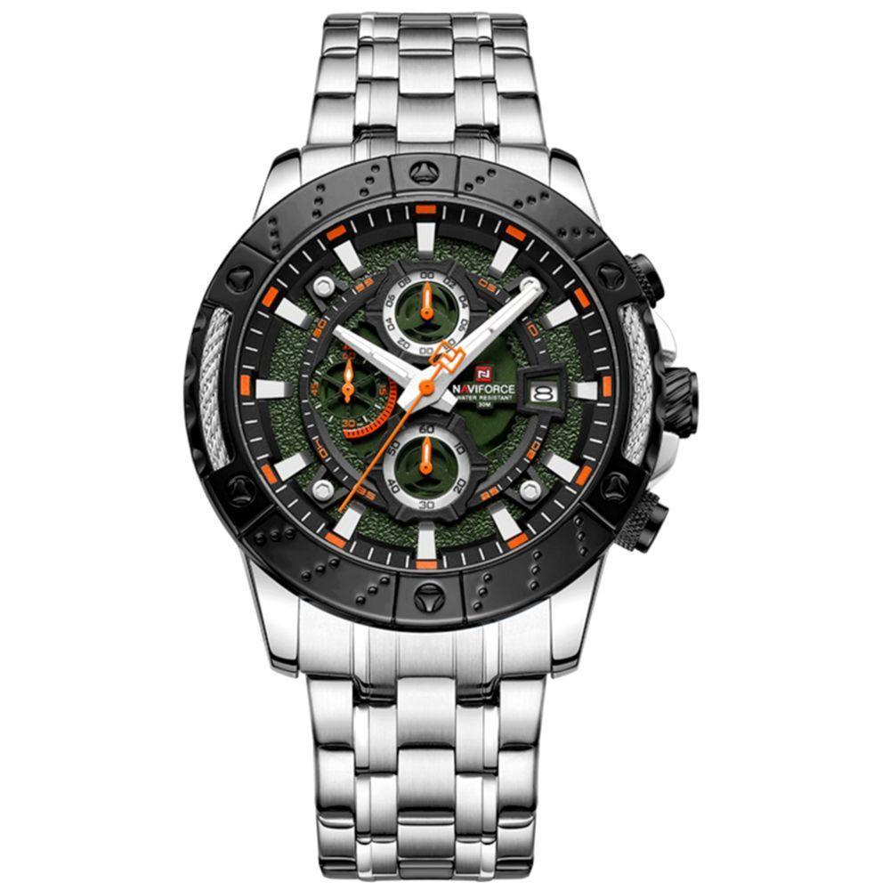 Relógio Masculino Analógico Quartzo Em Aço Inoxidável Impermeavel Laranja - 1