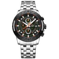 Relógio Masculino Analógico Quartzo Em Aço Inoxidável Impermeavel Laranja - 1