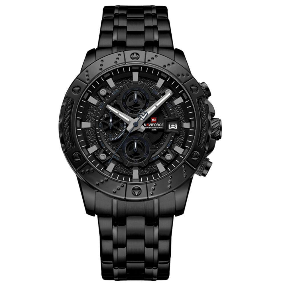 Relógio Masculino Analógico Quartzo Em Aço Inoxidável Impermeavel Preto - 1