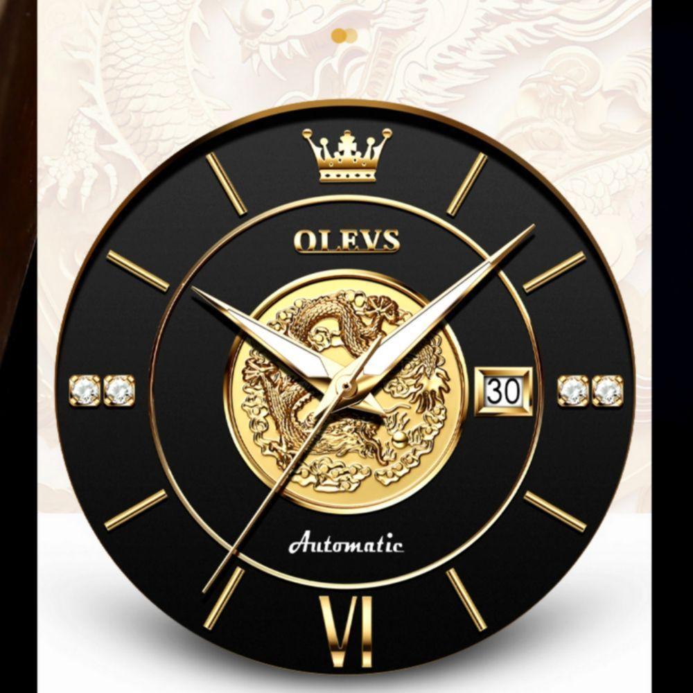 Relógio De Pulso Automático Mecânico Luminoso Aço Inoxidável Impermeável Preto - 5