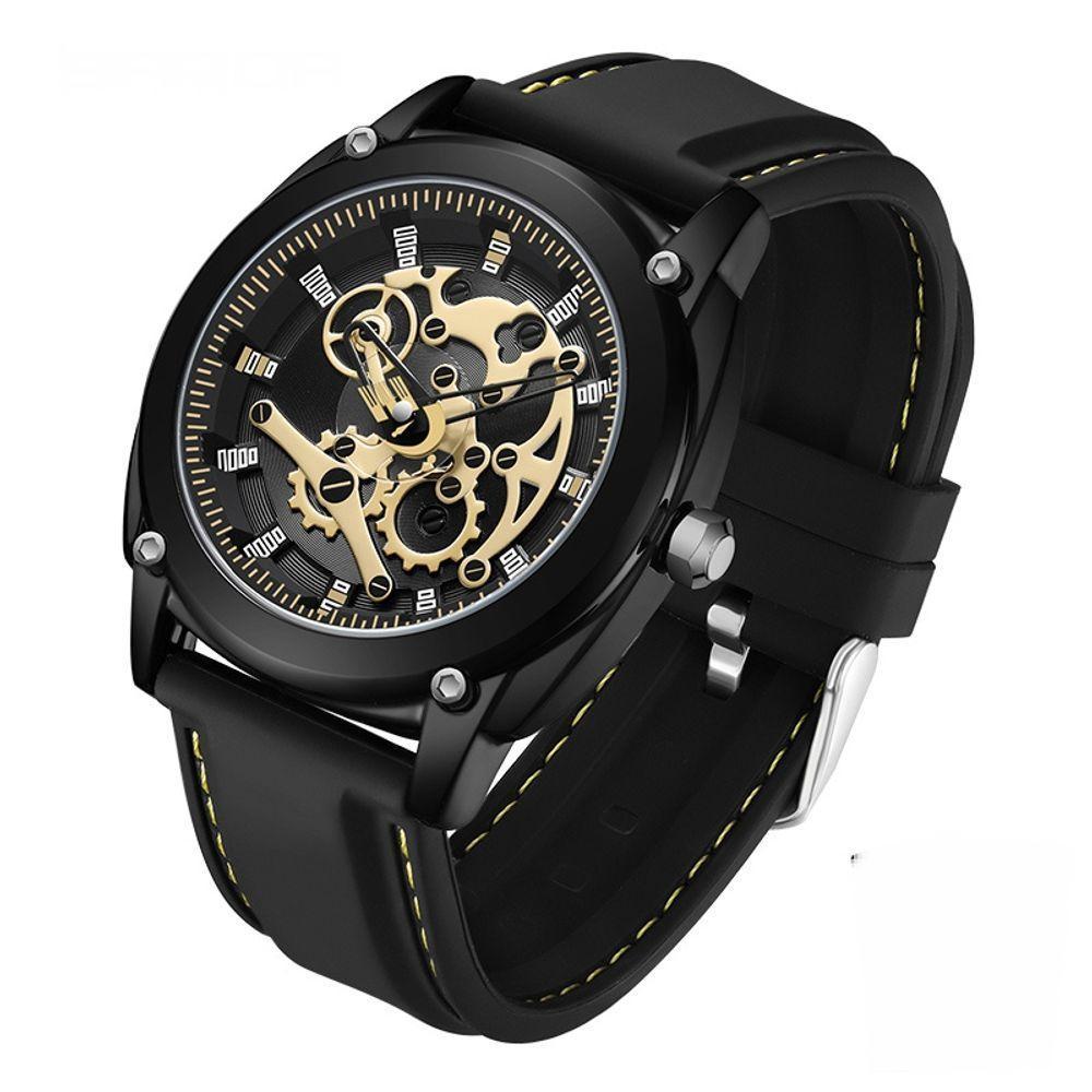 Relógio De Pulso De Quartzotop 50m à Prova D\'água, 3235 Preto Amarelo - 1