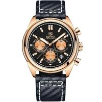 Relógio Masculino Analógico Quartzo Cronógrafo Impermeavel Preto Dourado - 1