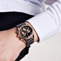 Relógio Masculino Analógico Quartzo Cronógrafo Impermeavel Preto Dourado - 3