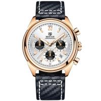 Relógio Masculino Analógico Quartzo Cronógrafo Impermeavel Branco Dourado - 1