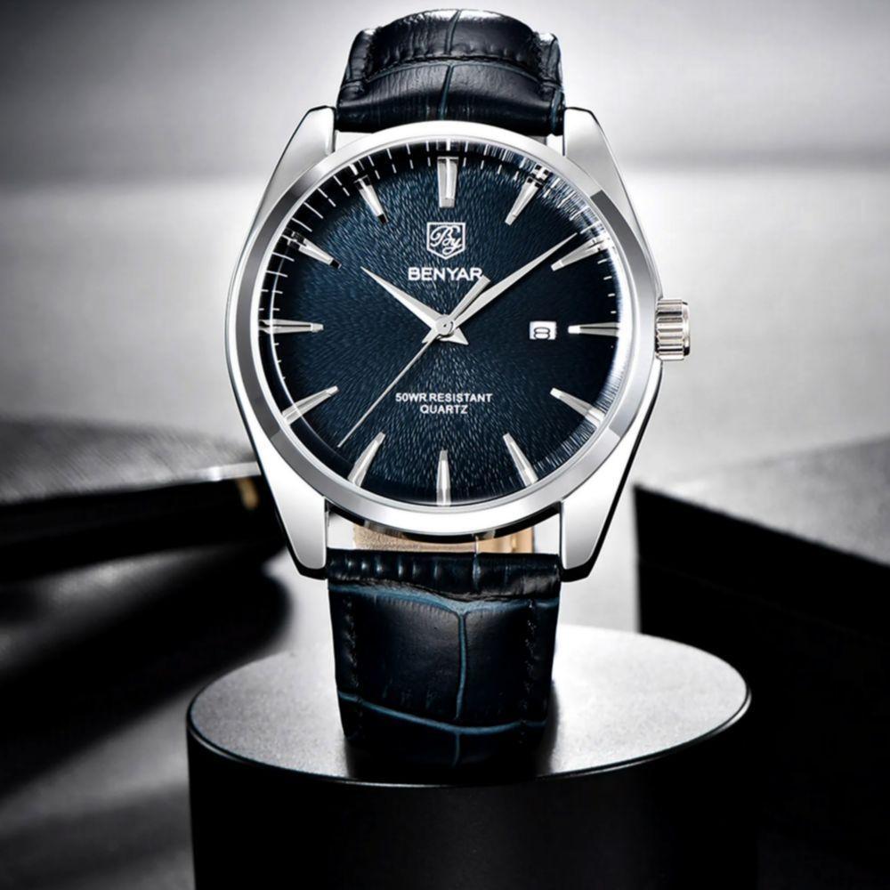 Relógio De Quartzo Masculino Design Classico Esportivo à Prova D\' água Azul - 3