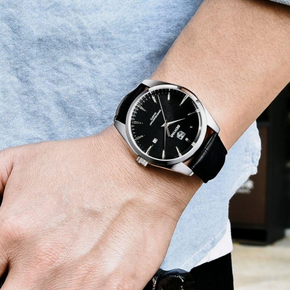 Relógio De Quartzo Masculino Design Classico Esportivo à Prova D\' água Preto - 3