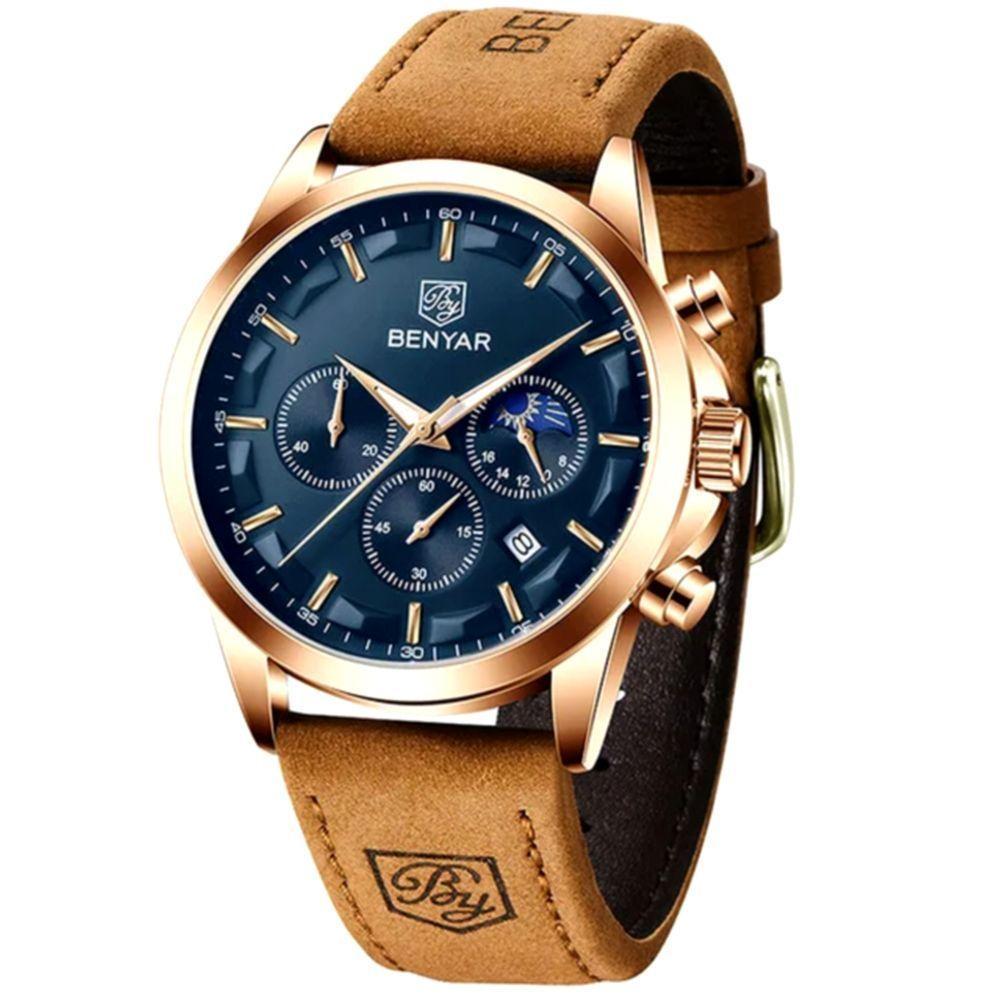 Relógio De Pulso Masculino Movimento De Quartzo Design Esportivo Impermeavel Azul - 1