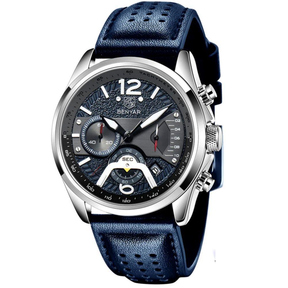 Relógio De Quartzo Esportivo Masculino Design Classico à Prova D\' água Azul - 1