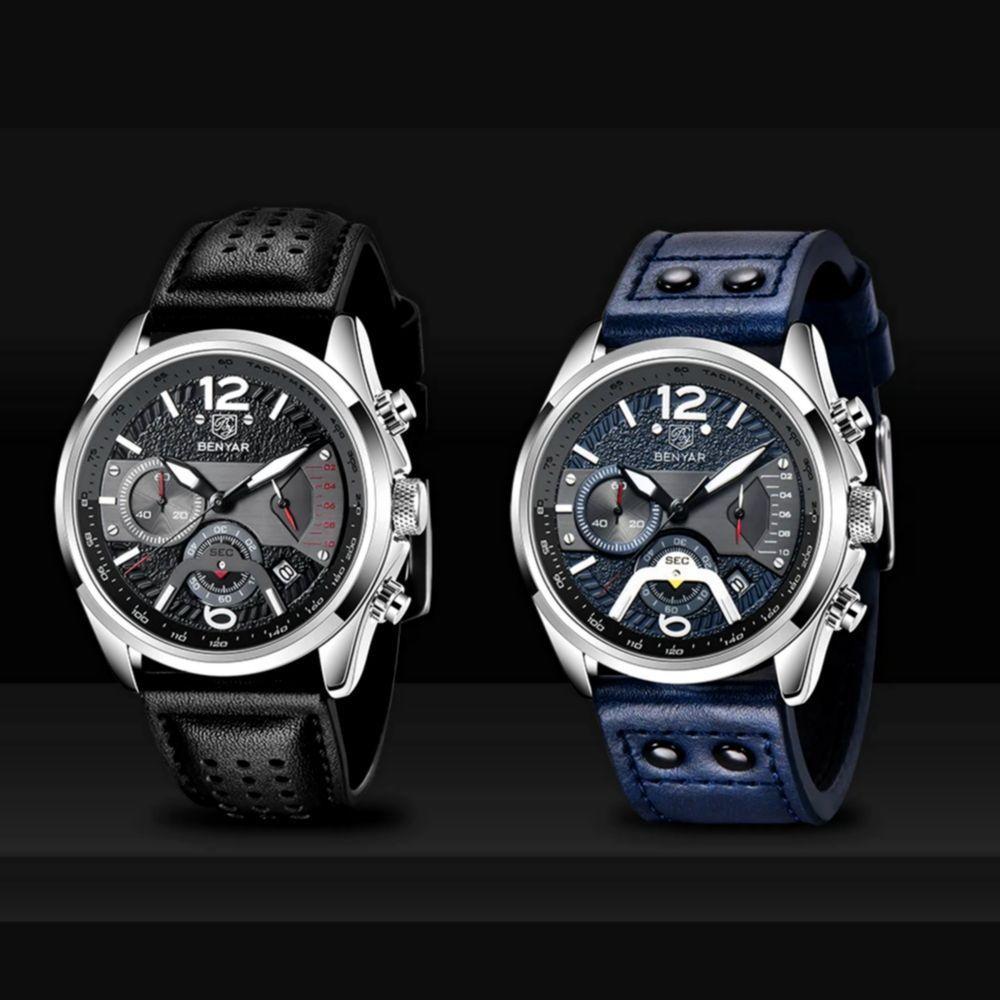 Relógio De Quartzo Esportivo Masculino Design Classico à Prova D\' água Azul - 2