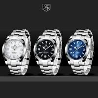 Relógio De Pulso Mecânico Em Aço Inoxidavel Design Esportivo Impermeável Branco - 2