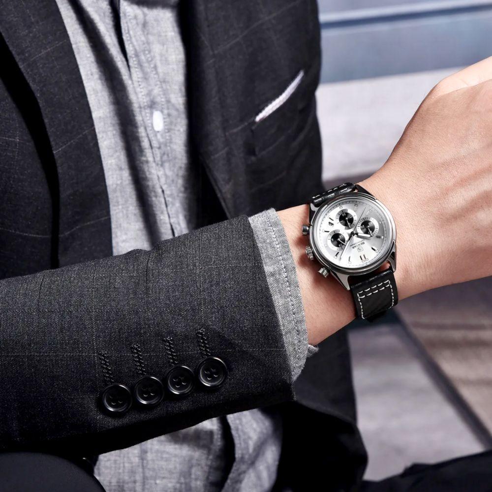 Relógio Masculino Analógico Quartzo Cronógrafo Impermeavel Prata - 2