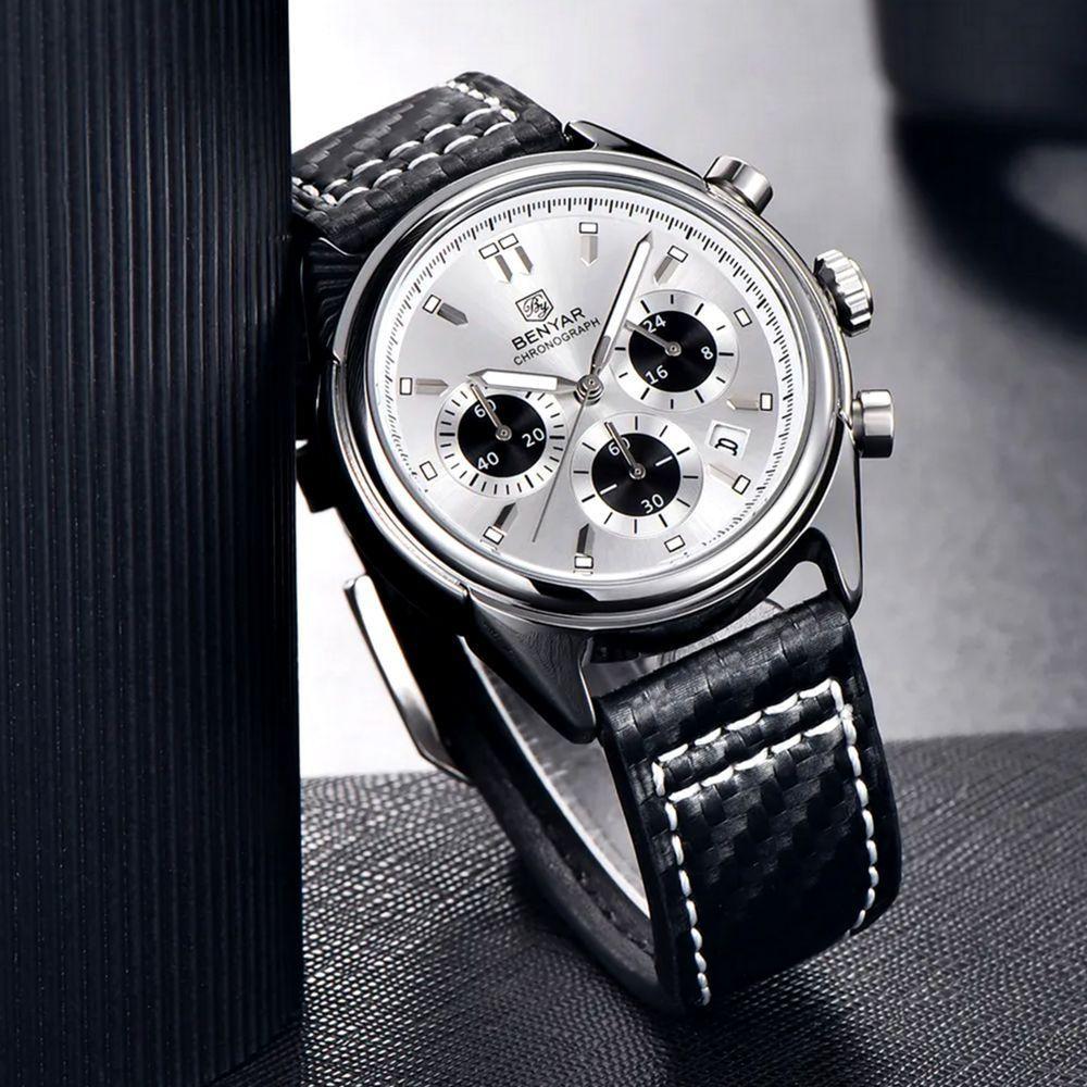 Relógio Masculino Analógico Quartzo Cronógrafo Impermeavel Prata - 3