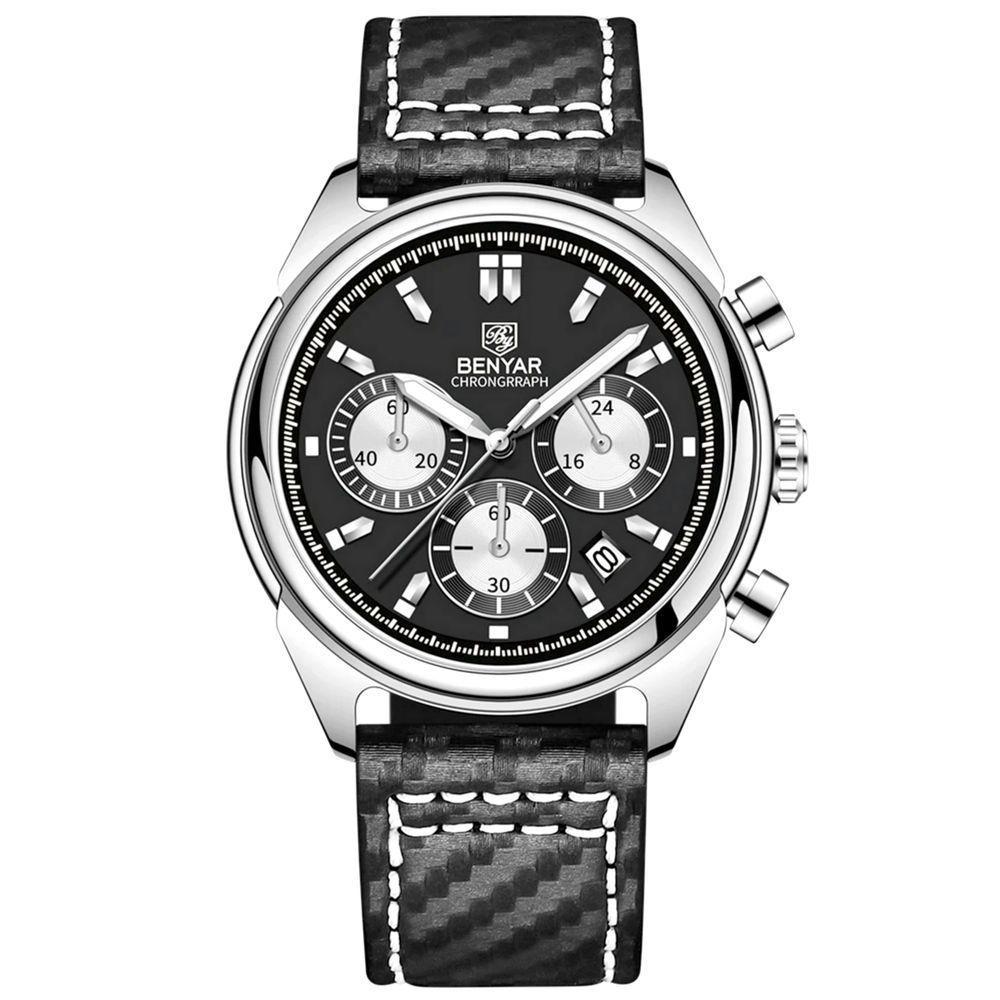 Relógio Masculino Analógico Quartzo Cronógrafo Impermeavel Preto - 1