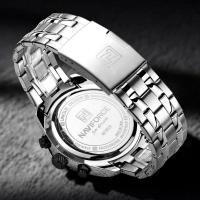 Relógio De Pulso Masculino Quartzo Impermeável Em Aço Inoxidavel Luminoso Prata - 5