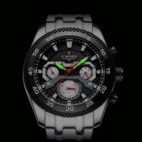 Relógio De Pulso Masculino Quartzo Impermeável Em Aço Inoxidavel Luminoso Prata - 9