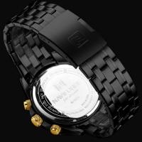 Relógio Masculino Analógico Quartzo Em Aço Inoxidável Impermeavel Preto Dourado - 6