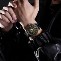 Relógio Masculino Analógico Quartzo Em Aço Inoxidável Impermeavel Preto Dourado - 7