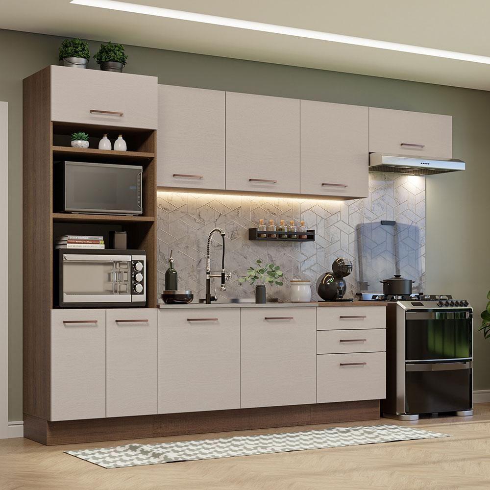 Armário De Cozinha Completa 330cm Rustic/crema Agata Madesa 01 Rustic/crema - 1