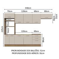 Armário De Cozinha Completa 330cm Rustic/crema Agata Madesa 01 Rustic/crema - 8