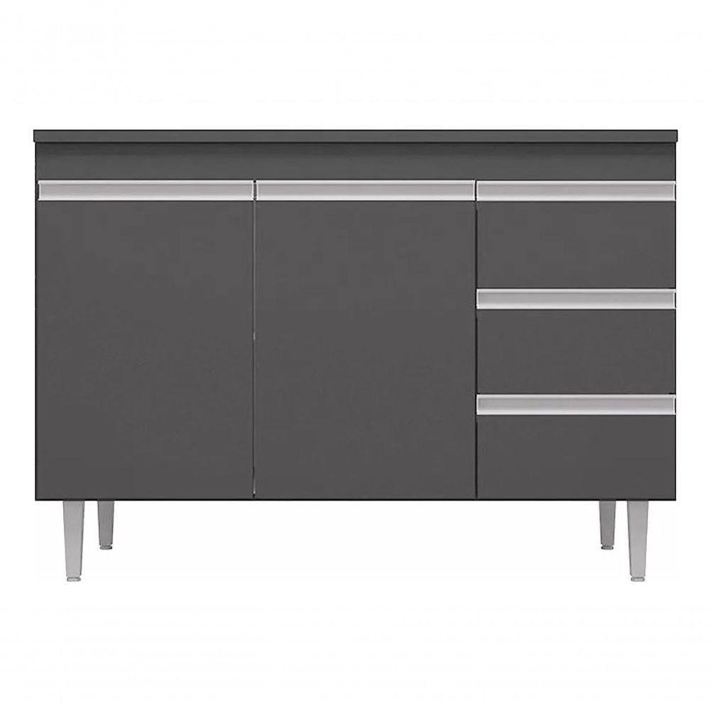 Balcão Gabinete De Pia Sem Tampo 100cm 2 Portas 3 Gavetas Andréia - Ajl Móveis Cor Cinza - 1