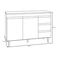 Balcão Gabinete De Pia Sem Tampo 100cm 2 Portas 3 Gavetas Andréia - Ajl Móveis Cor Cinza - 3