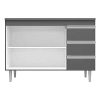 Balcão Gabinete De Pia Sem Tampo 100cm 2 Portas 3 Gavetas Andréia - Ajl Móveis Cor Cinza - 4