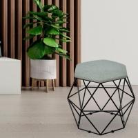 Puff Aramado Preto Six L02 Linho Cinza Escuro - 5