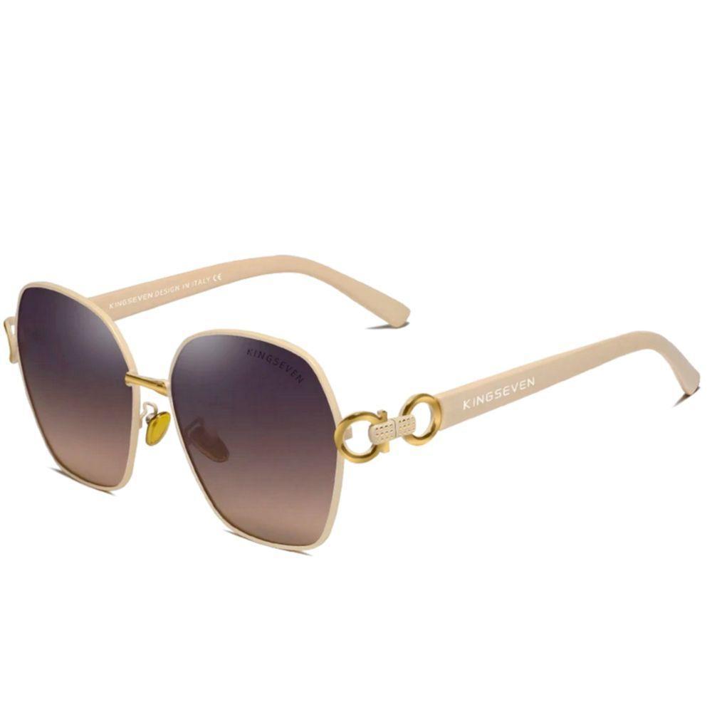 Óculos De Sol Borboleta Feminino Retro Design Duplo Anel Quadrado Proteção Uv400 Nude - 1