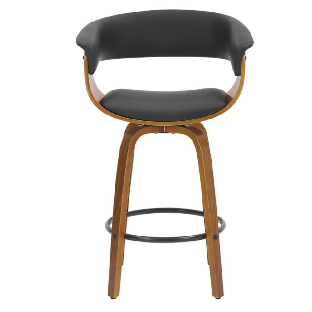 Banqueta Giratória Baixa Betim Rivatti Preta Base Madeira - 1