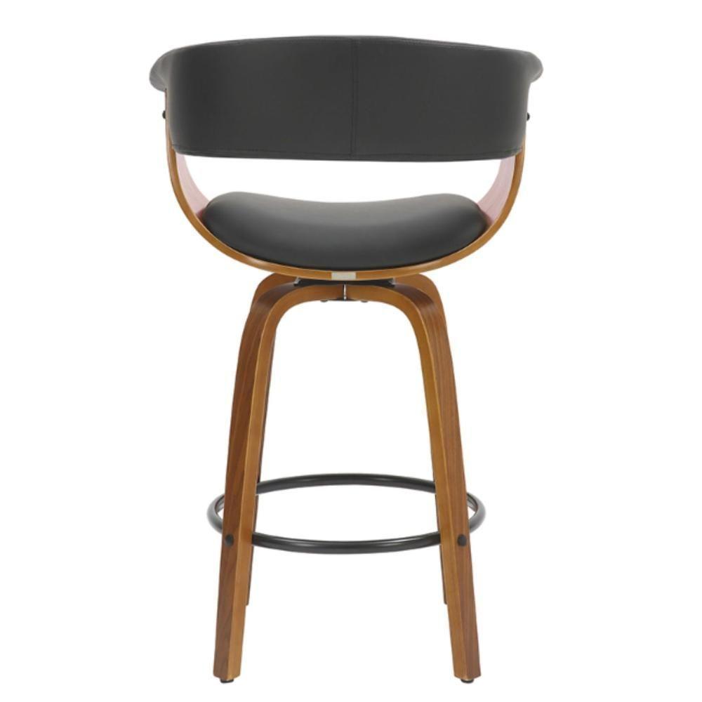 Banqueta Giratória Baixa Betim Rivatti Preta Base Madeira - 2