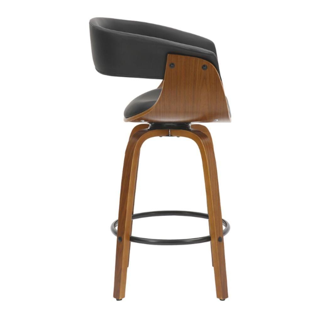 Banqueta Giratória Baixa Betim Rivatti Preta Base Madeira - 5