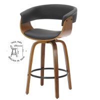 Banqueta Giratória Baixa Betim Rivatti Preta Base Madeira - 3