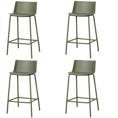Kit 4 Banquetas Ipanema Média Fratini 86,50 Cm (altura) Em Polipropileno Base Em Aço Verde Aloe