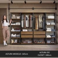 Guarda-roupa Closet Modulado Valencia 4 Gavetas 258cm Rustic-Preto Madesa 01 - 9