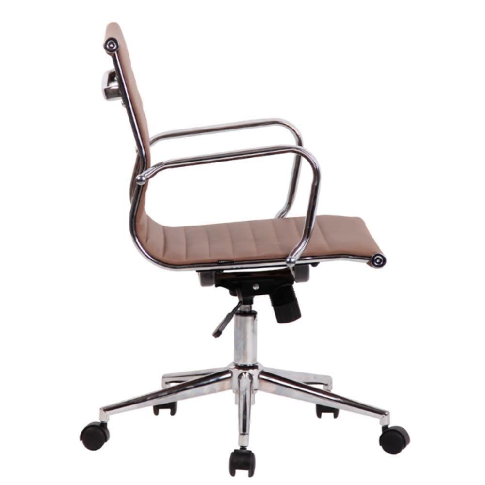 Cadeira Giratória Baixa Office Sevilha Rivatti Em Pu Marrom Caramelo Base Rodízio Cromado - 3