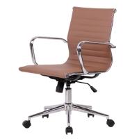 Cadeira Giratória Baixa Office Sevilha Rivatti Em Pu Marrom Caramelo Base Rodízio Cromado - 1