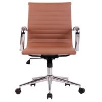 Cadeira Giratória Baixa Office Sevilha Rivatti Em Pu Marrom Caramelo Base Rodízio Cromado - 4
