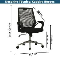 Cadeira Giratória Burgos Rivatti Tela Mesh Estrutura Polipropileno Preto Base Rodízio Cromado - 2