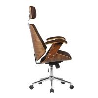 Cadeira Giratória Lisboa Bergen Rivatti C- Encosto De Cabeça Madeira Laminada Pu Marrom Base Rodízio - 3