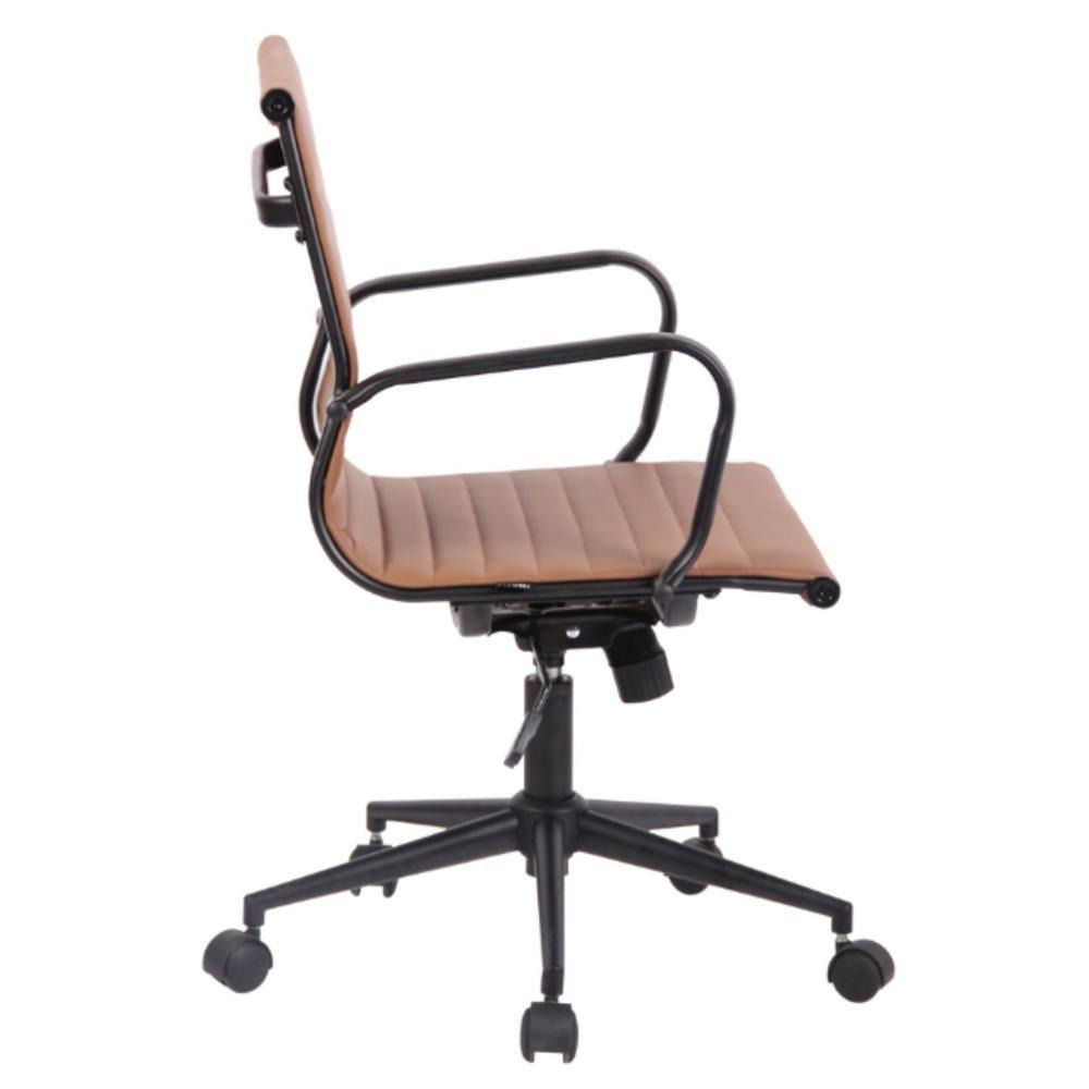 Cadeira Giratória Baixa Office Sevilha Esteirinha Rivatti Pu Marrom Caramelo Aço Preto Base Rodízio - 2